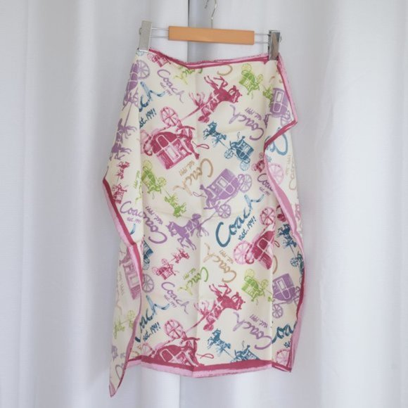 Coach 100% Silk Square Patterned Scarf - Picture 6 of 9